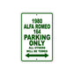 1980 Alfa Romeo 164 Car Parking Only All Others Will Be Towed Sign Plate