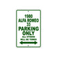 1980 Alfa Romeo 33 Car Parking Only All Others Will Be Towed Metal Sign