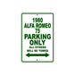 1980 Alfa Romeo 75 Car Parking Only All Others Will Be Towed Sign Plate