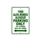 1980 Alfa Romeo Alfasud Car Parking Only All Others Will Be Towed Sign Plate