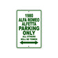 1980 Alfa Romeo Alfetta Car Parking Only All Others Will Be Towed Sign Plate
