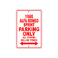 1980 Alfa Romeo Sprint Car Parking Only All Others Will Be Towed Sign