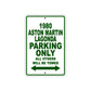 1980 Aston Martin Lagonda Car Parking Only All Others Will Be Towed Sign Plate