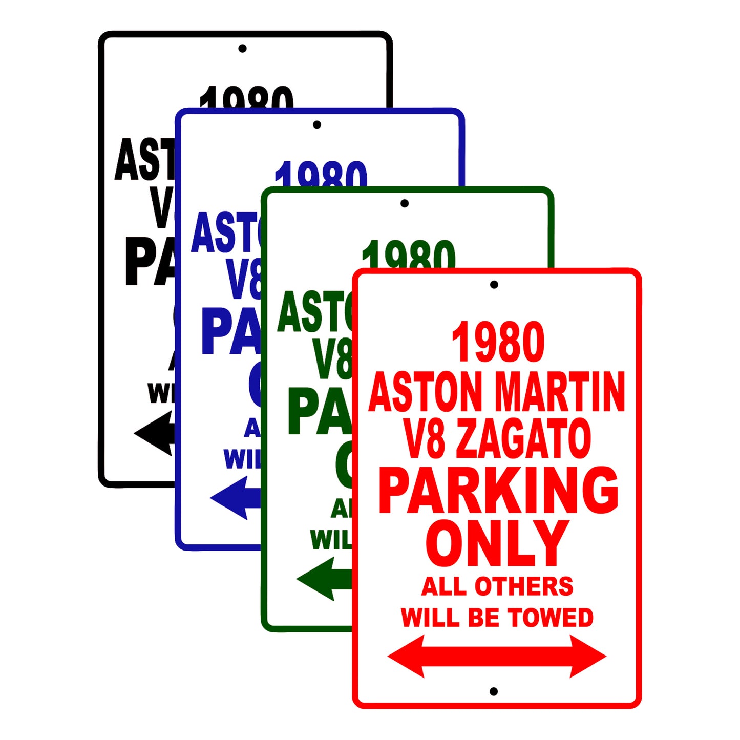 1980 Aston Martin V8 Zagato Car Parking Only All Others Will Be Towed Signs