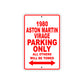 1980 Aston Martin Virage Car Parking Only All Others Will Be Towed Sign