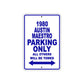 1980 Austin Maestro Car Parking Only All Others Will Be Towed Metal Sign Plate