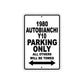 1980 Autobianchi Y10 Car Parking Only All Others Will Be Towed Metal Sign 