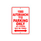 1980 Autobianchi Y10 Car Parking Only All Others Will Be Towed Sign