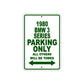 1980 BMW 3 Series Car Parking Only All Others Will Be Towed Sign Plate