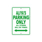 Aliya's Name Parking Only All Others Will Be Towed Metal Sign Plate