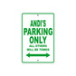 Andi's Name Parking Only All Others Will Be Towed Metal Sign Plate