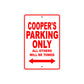 Cooper's Name Parking Only All Others Will Be Towed Metal Sign Plate