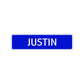 Justin Street Sign Children Name Room Plate