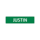 Justin Street Sign Children Name Room Plate