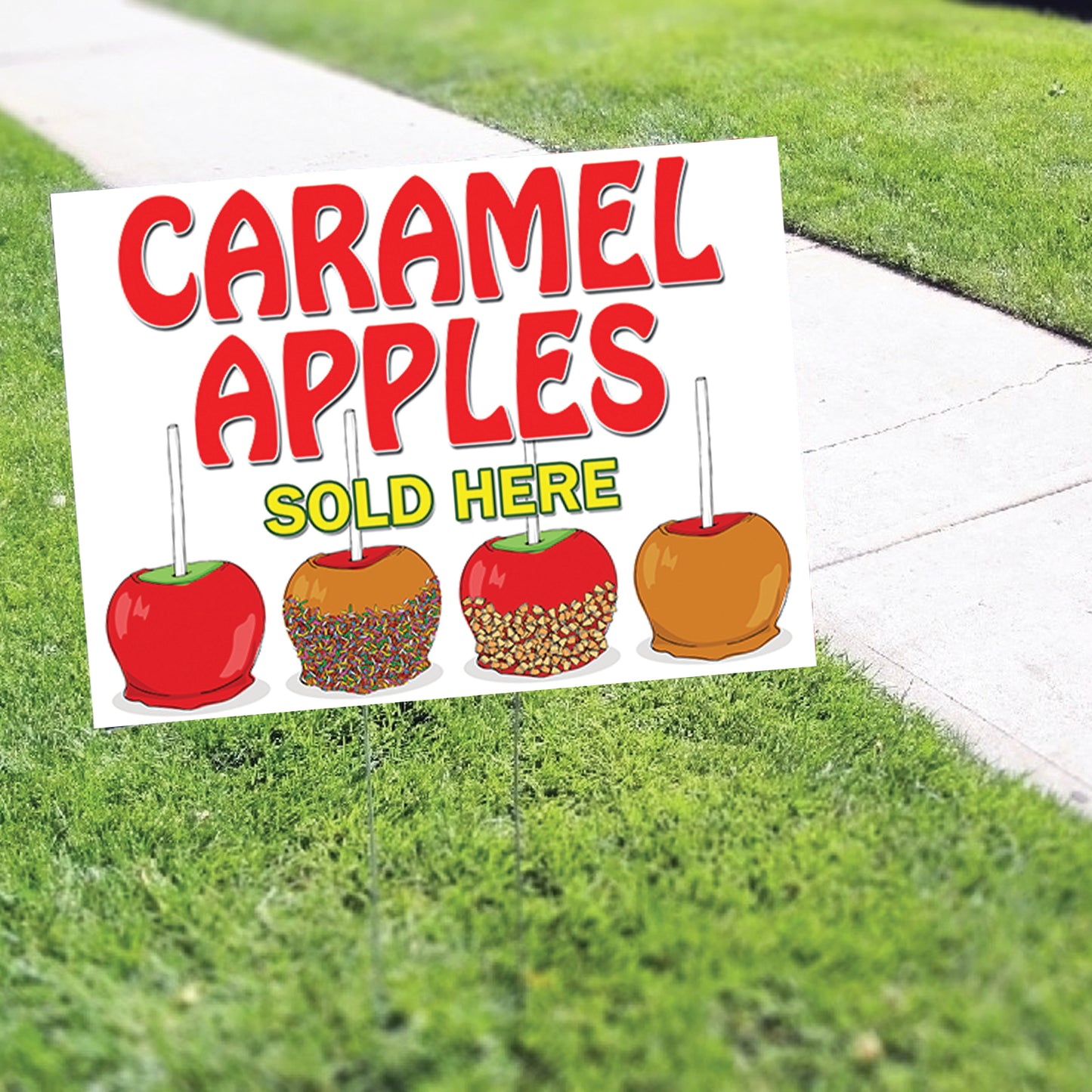 Caramel Apples Sold Here Coroplast Yard Sign