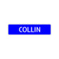 Collin Street Sign Children Name Room Plate