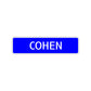 Cohen Street Sign Children Name Room Plate