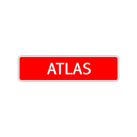 Atlas Street Sign Children Name Room Plate