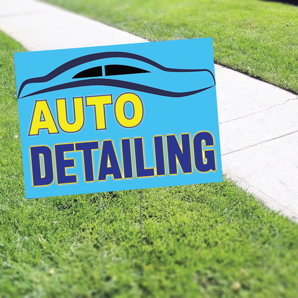 Auto Car Detailing Printed Coroplast Yard Sign - Sign Fever