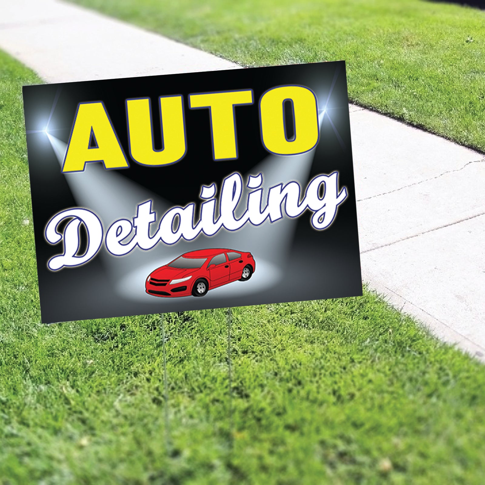 Auto Detailing Car Logo Coroplast Printed Yard Sign - Sign Fever