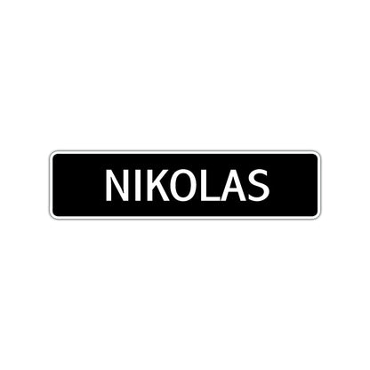 Nikolas Street Sign Children Name Room Plate