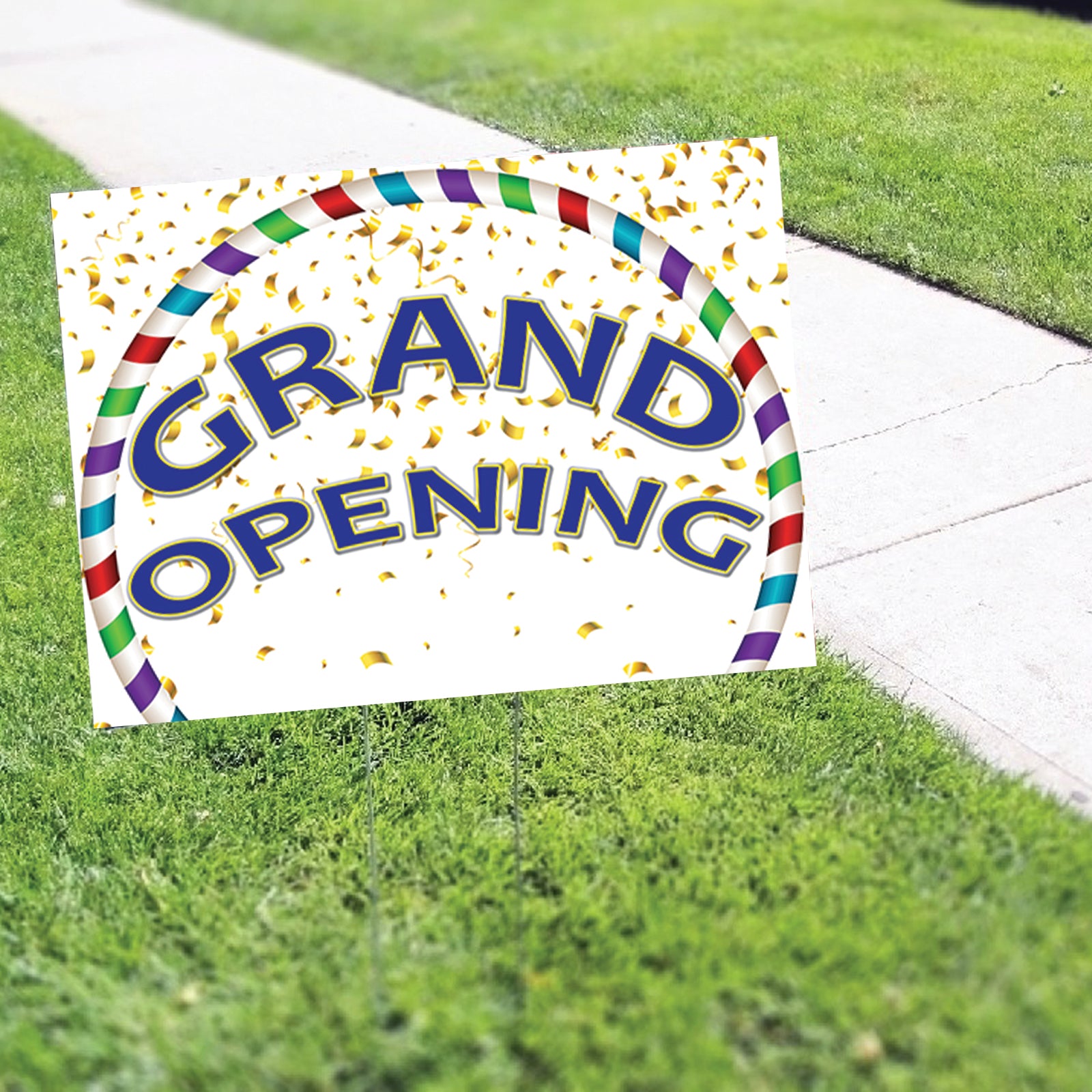 Grand Opening With Rainbow Coroplast Printed Yard Sign