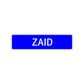 Zaid Street Sign Children Name Room Plate