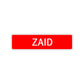 Zaid Street Sign Children Name Room Plate