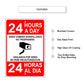 24 hours video camera surveillance no trespassing aluminum metal sign