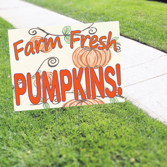 Farm Fresh Pumpkins Halloween Coroplast Yard Sign