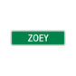 Zoey Street Sign Children Name Room Plate