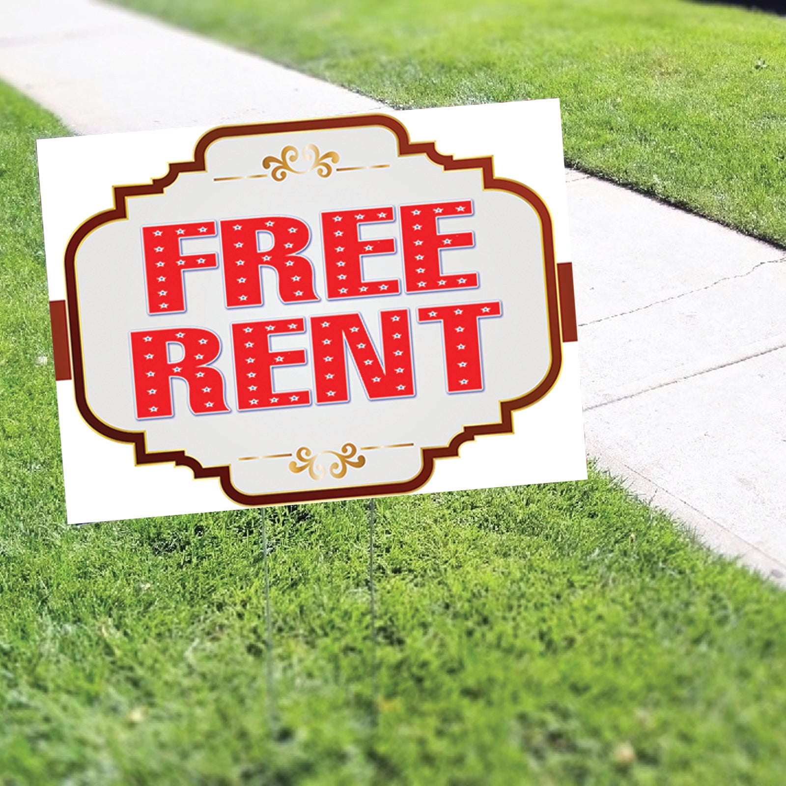 Free Rent Coroplast Printed Yard Sign