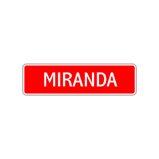 Miranda Street Sign Children Name Room Plate
