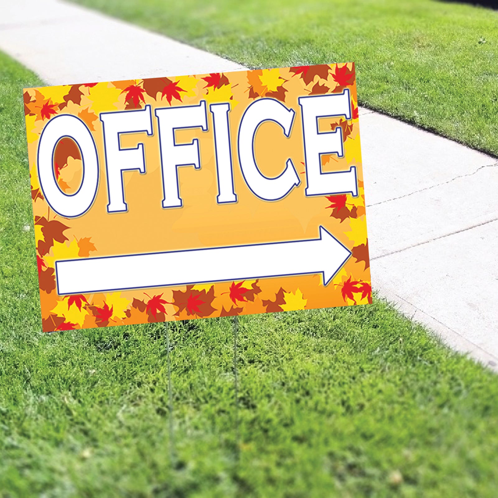 Office At Rear Sign Office Right Arrow Printed Corrugated Yard Sign - Sign Fever
