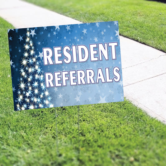 Resident Referrals Christmas Coroplast Yard Sign