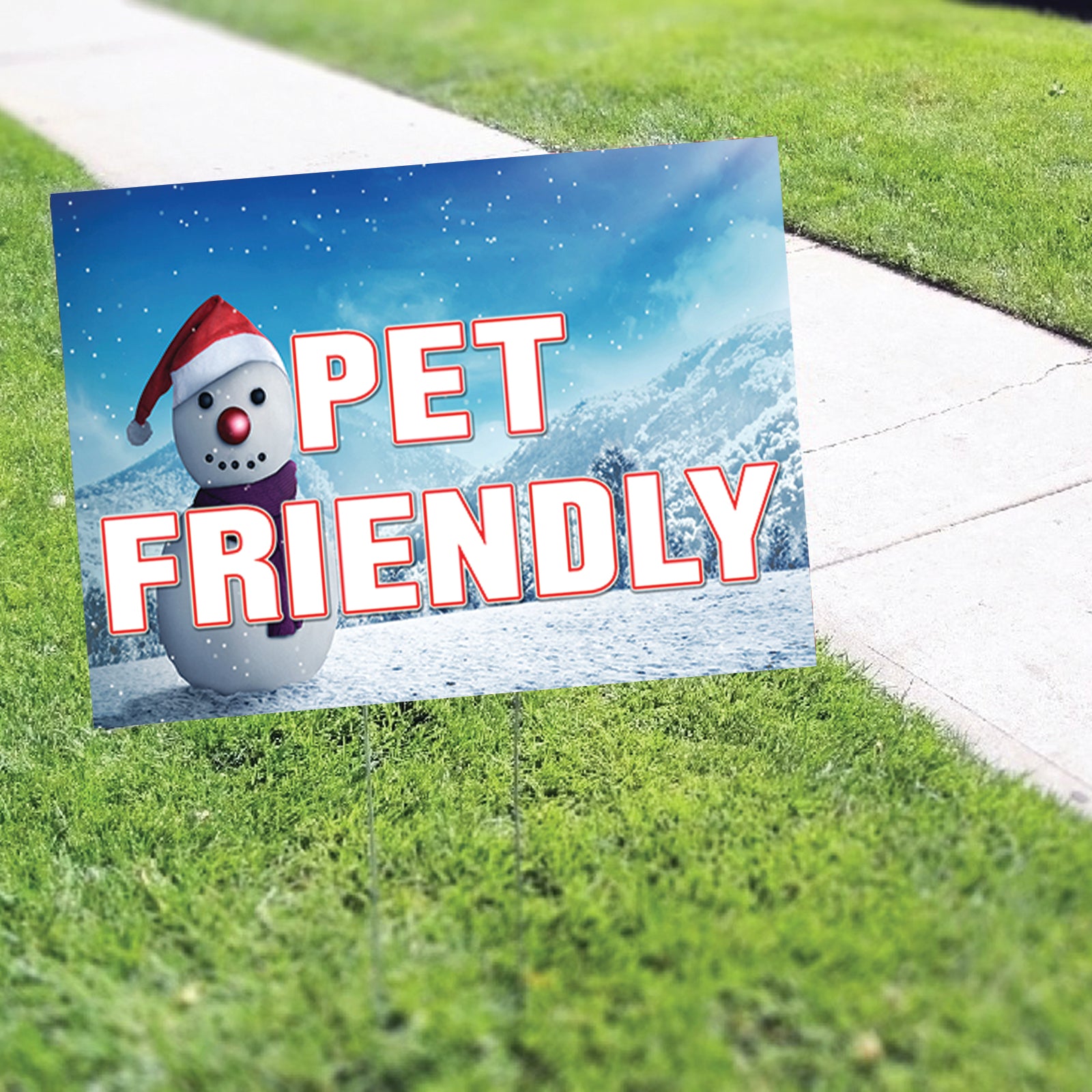 Pet Friendly Christmas Coroplast Printed Yard Sign
