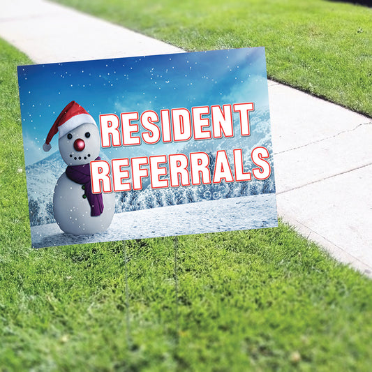 Resident Referrals Christmas Corrugated Yard Sign