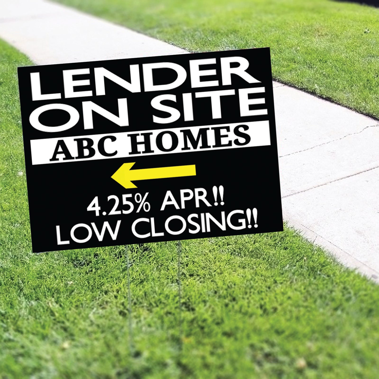 Lender On Site ABC Homes Coroplast Yard Sign