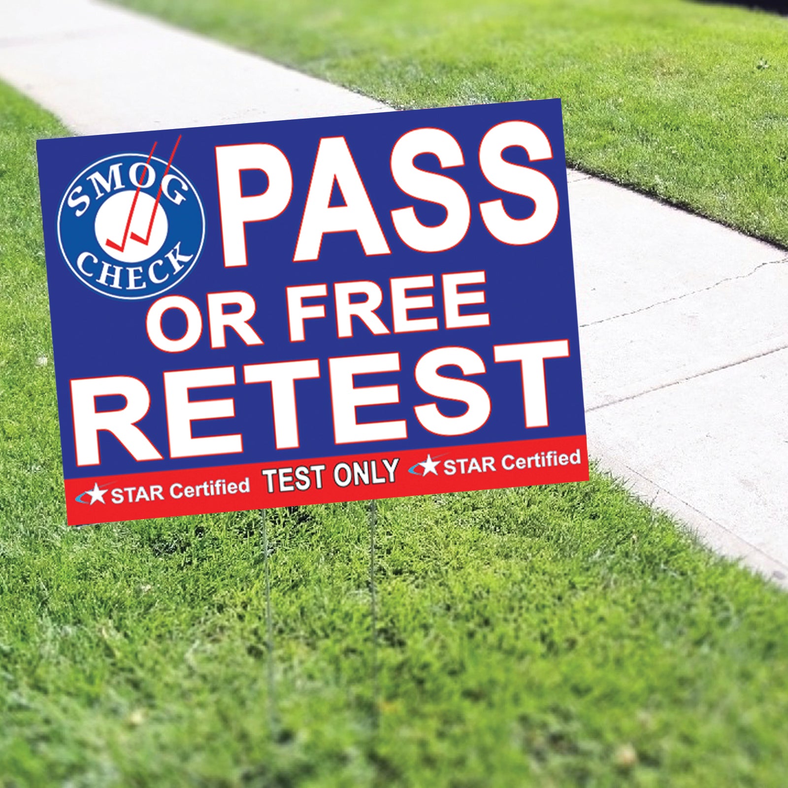 Pass Or Free Retest Coroplast Yard Sign – Sign Fever