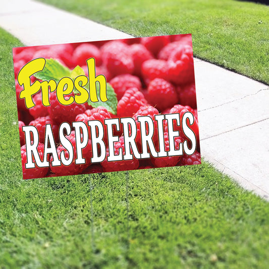 Fresh Raspberries Coroplast Yard Sign