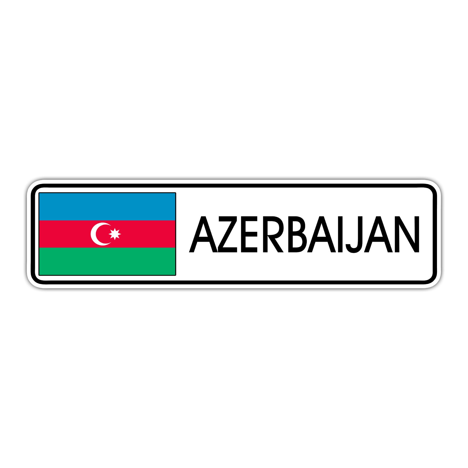 Azerbaijan Country Flag Aluminum Metal Sign