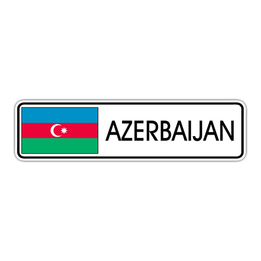 Azerbaijan Country Flag Aluminum Metal Sign
