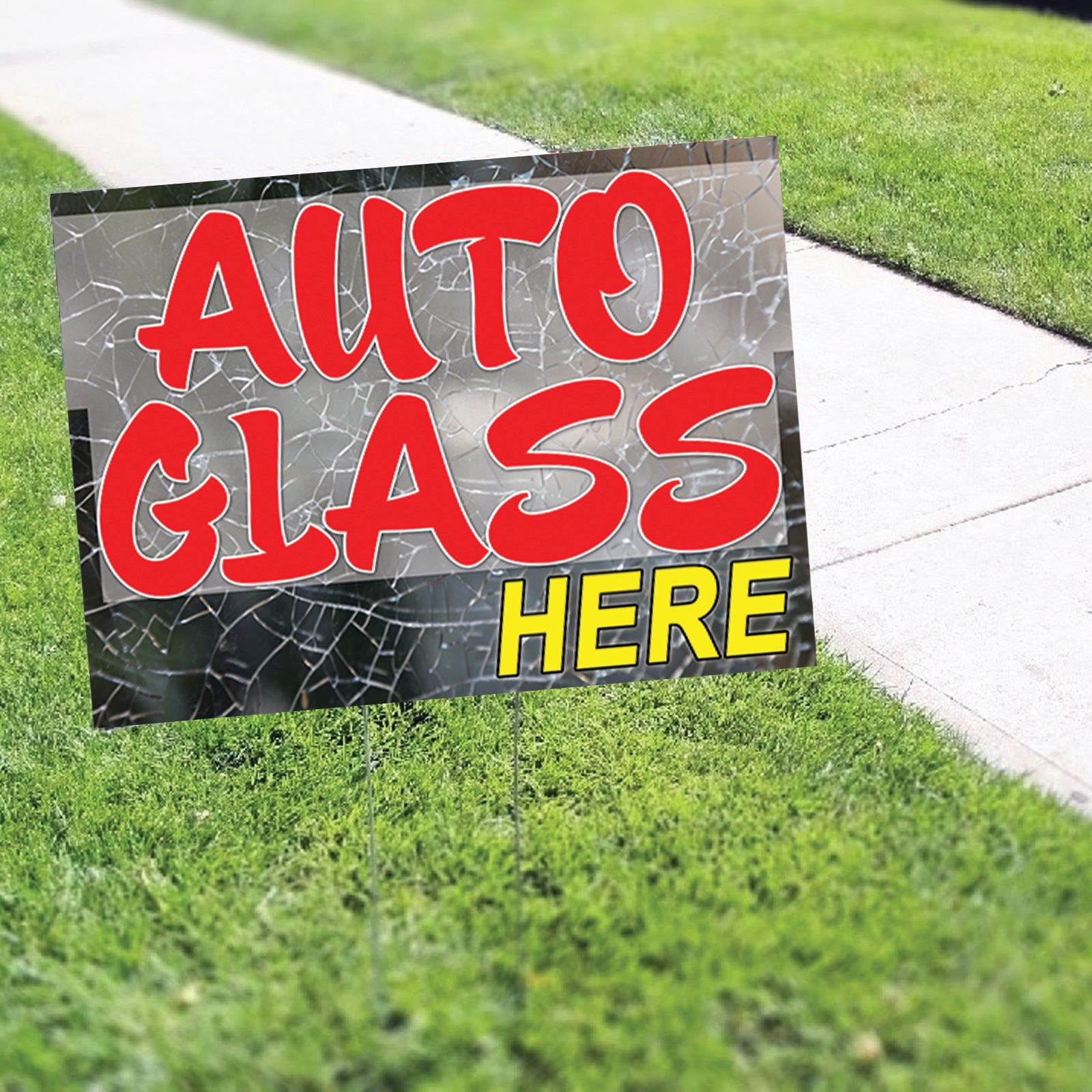 Auto Glass Repair Here Coroplast Yard Sign - Sign Fever