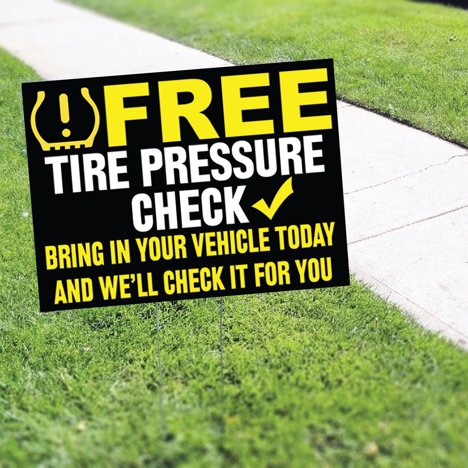 Free Tire Pressure Check Coroplast Yard Sign