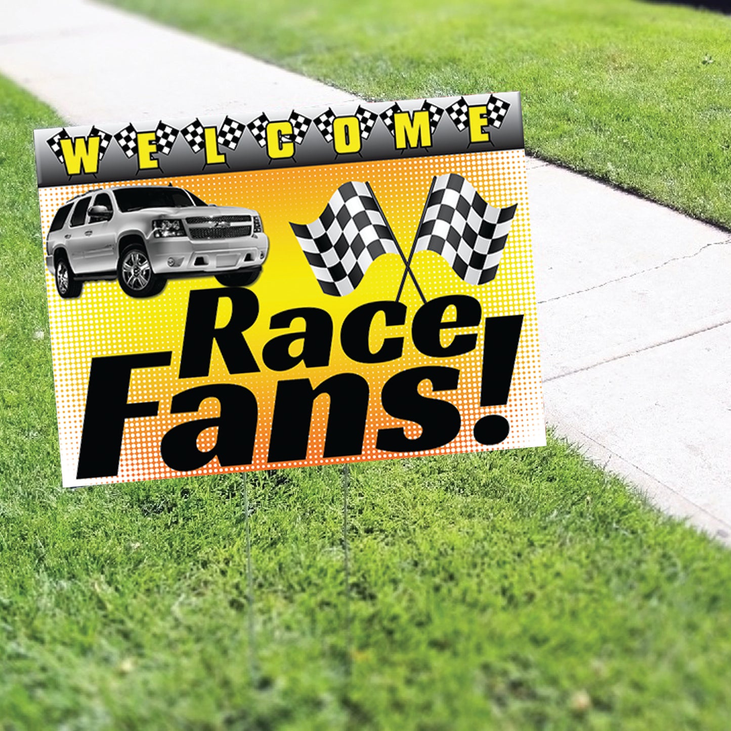 Race Fans! Coroplast Yard Sign