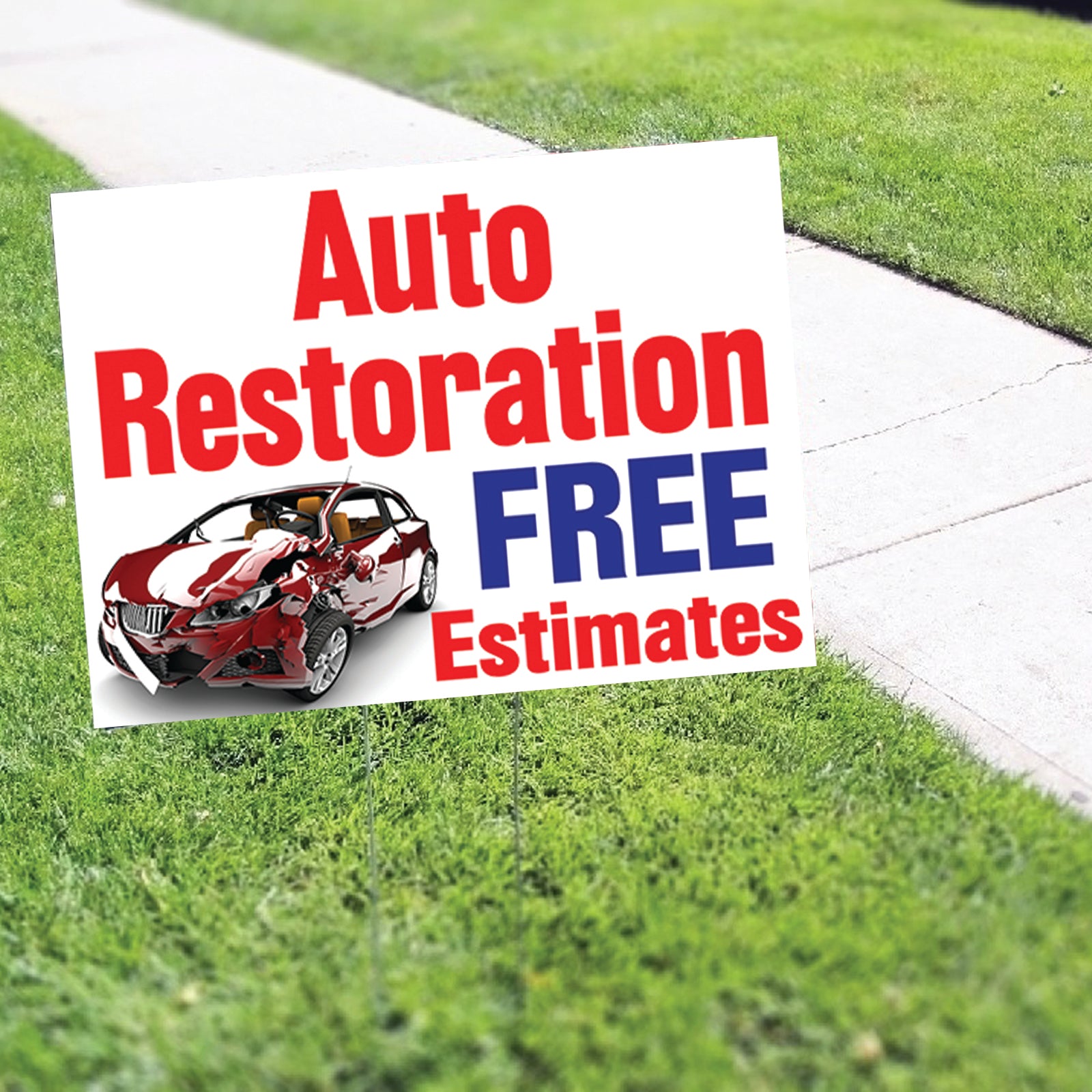 Auto Restoration Free Estimates Coroplast Yard Sign