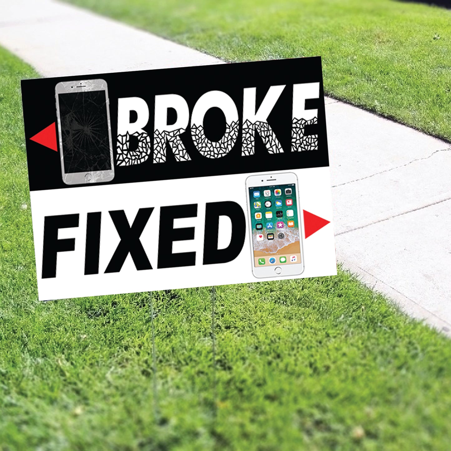 Broke Fixed Coroplast Yard Sign