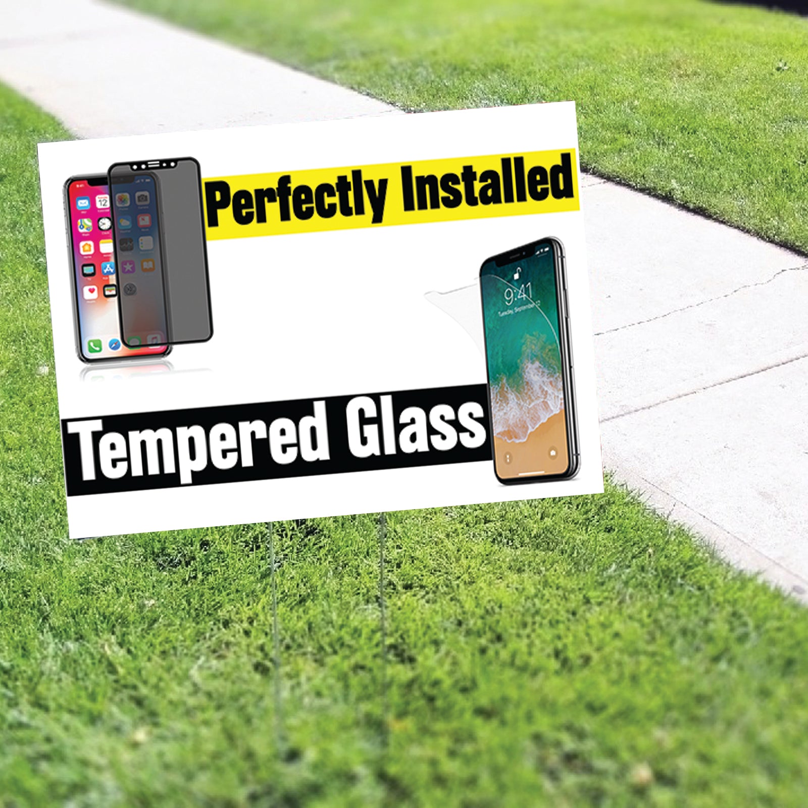Perfectly Installed Tempered Glass Coroplast Yard Sign – Sign Fever