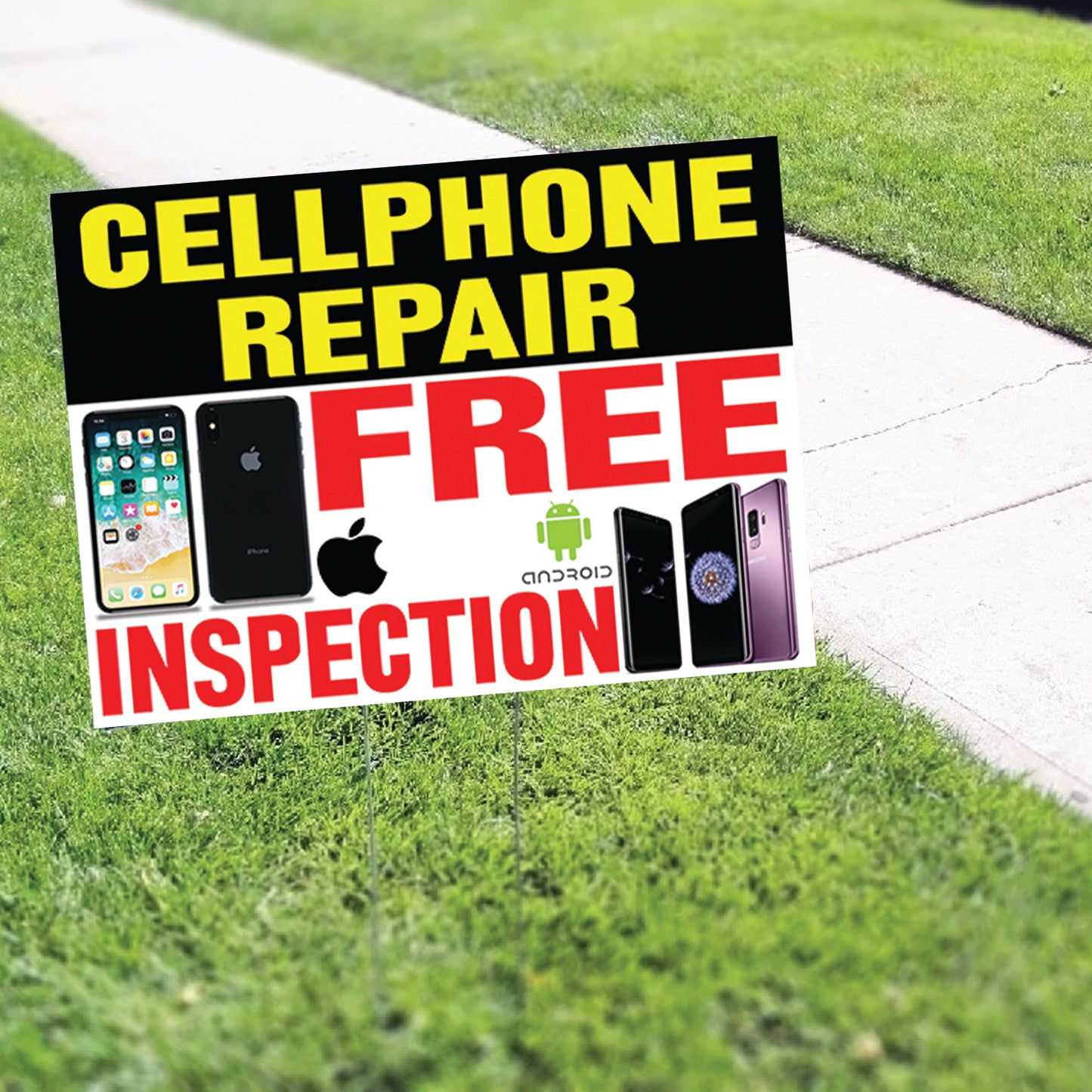 Cellphone Repair Free Inspection Coroplast Yard Sign