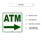 ATM Right Side ATM Directional Metal Sign Features